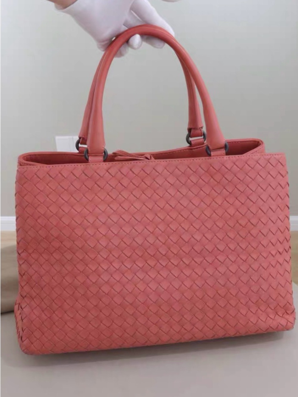 Bottega Veneta Coral Woven Leather Tote